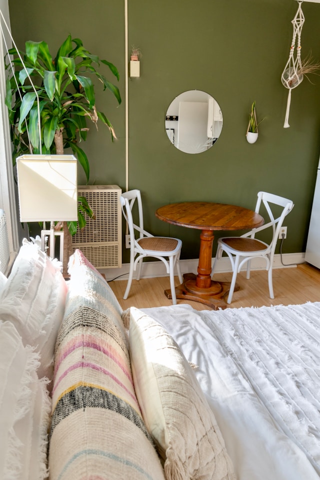 Bedroom with Green accent wall